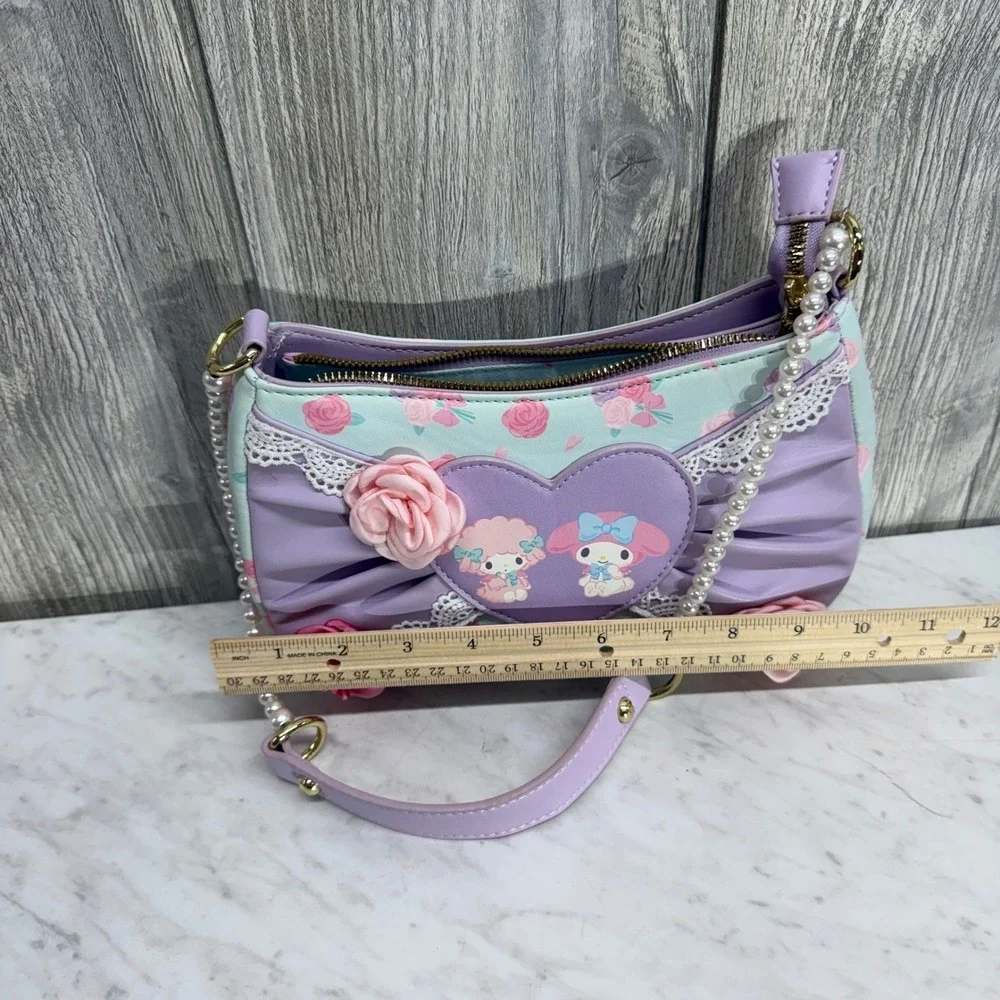 Sanrio My Melody My Sweet Piano Floral Pearl Strap Shoulder Bag Pastel Kawaii